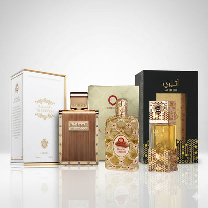 Black Friday 🔥 Prendi 3, Paghi 1 – Profumi Arabi di Lusso | Royal Amber, Atheeri e The Kingdom – Lattafa